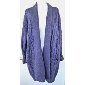 Vintage Adrienne Vittadini Lambwool‎ Blend Cable Knit Sweater Chunky Cardigan